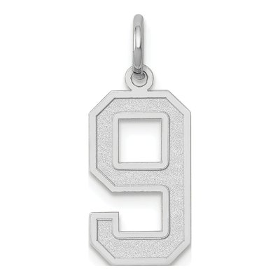 14K White Gold Number 9 Charm