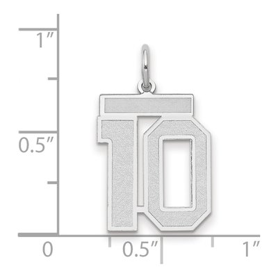14K White Gold Number 10 Pendant – view 2