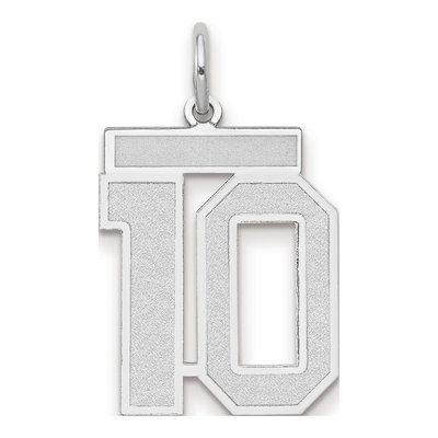 14K White Gold Number 10 Pendant