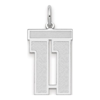 14K White Gold Number 11 Charm