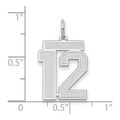 14K White Gold Number 12 Pendant – view 2
