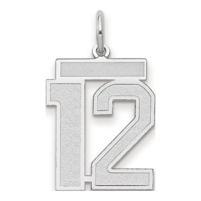 14K White Gold Number 12 Pendant