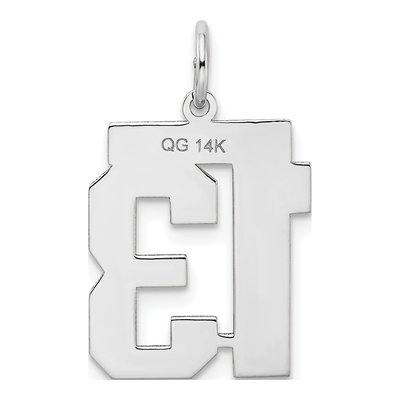 14K White Gold Number 13 Pendant – view 3
