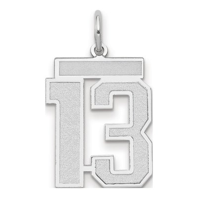 14K White Gold Number 13 Pendant