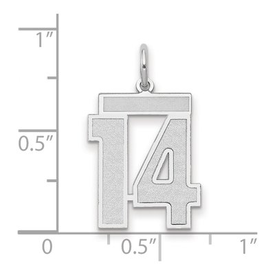 14K White Gold Number 14 Pendant – view 2