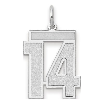 14K White Gold Number 14 Pendant