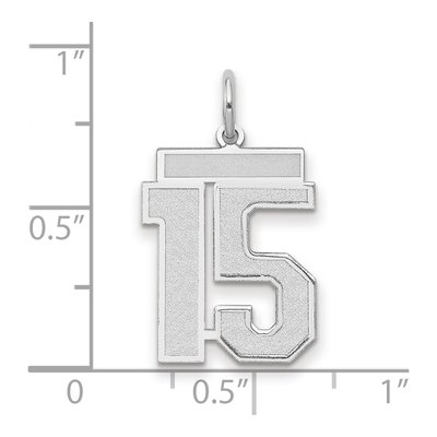 14K White Gold Number 15 Pendant – view 2