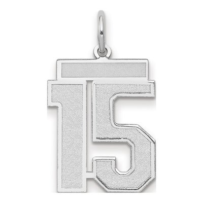 14K White Gold Number 15 Pendant