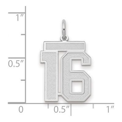 14K White Gold Number 16 Charm – view 2