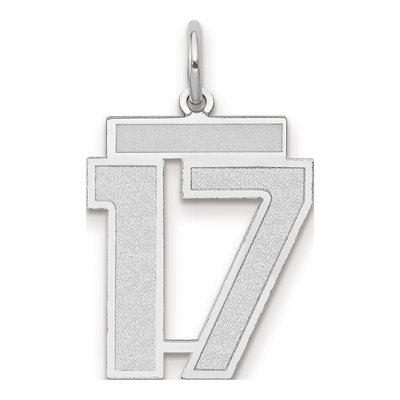 14K White Gold Number 17 Charm