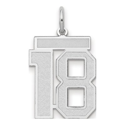 14K White Gold Number 18 Charm