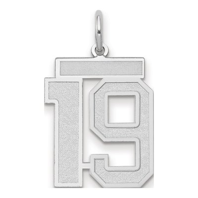 14K White Gold Number 19 Pendant