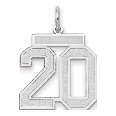 14K White Gold Number 20 Pendant