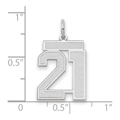 14K White Gold Number 21 Pendant – view 2