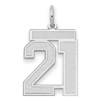 14K White Gold Number 21 Pendant