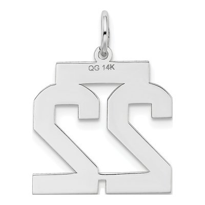 14K White Gold Number 22 Charm – view 4
