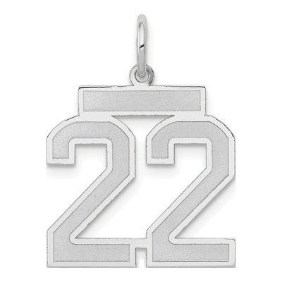 14K White Gold Number 22 Charm