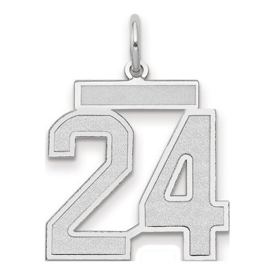 14K White Gold Number 24 Charm