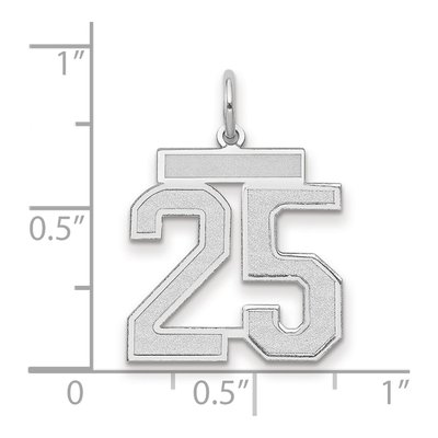 14K White Gold Number 25 Pendant – view 2