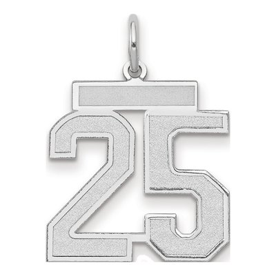 14K White Gold Number 25 Pendant