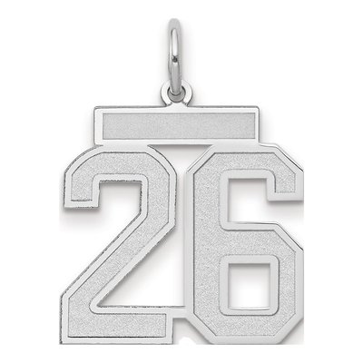 14K White Gold Number 26 Pendant