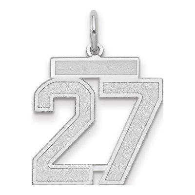 14K White Gold Number 27 Charm
