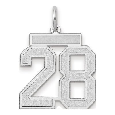 14K White Gold Number 28 Pendant