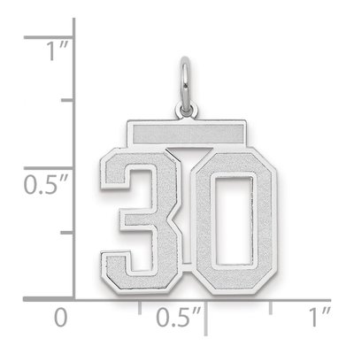 14K White Gold Number 30 Charm – view 2