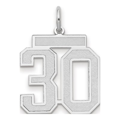 14K White Gold Number 30 Charm