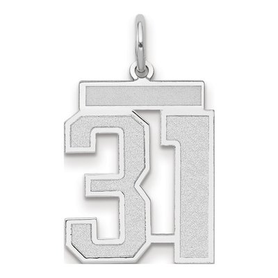 14K White Gold Number 31 Pendant