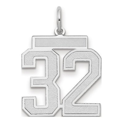 14K White Gold Number 32 Pendant