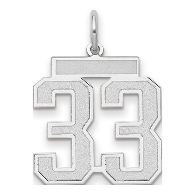14K White Gold Number 33 Charm
