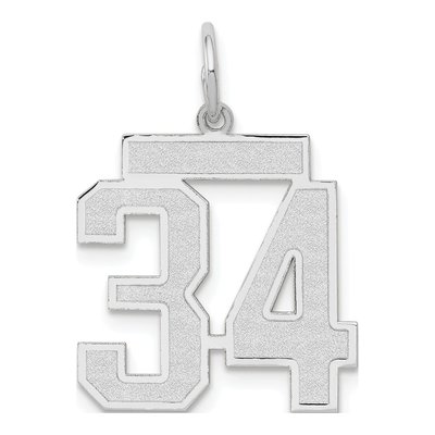 14K White Gold Number 34 Charm