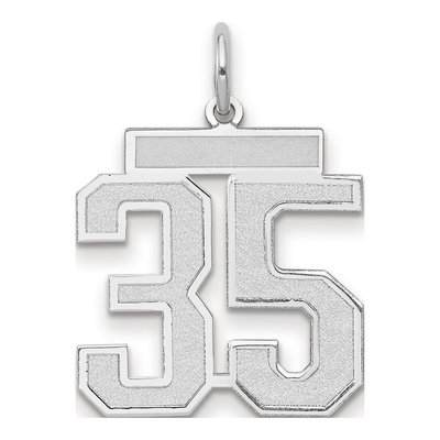 14K White Gold Number 35 Pendant