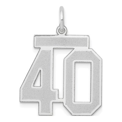 14K White Gold Number 40 Charm