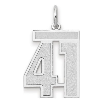 14K White Gold Number 41 Charm