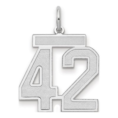 14K White Gold Number 42 Charm