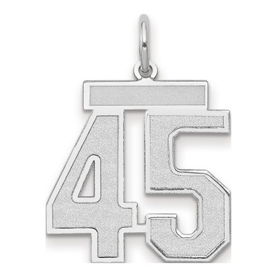 14K White Gold Number 45 Charm