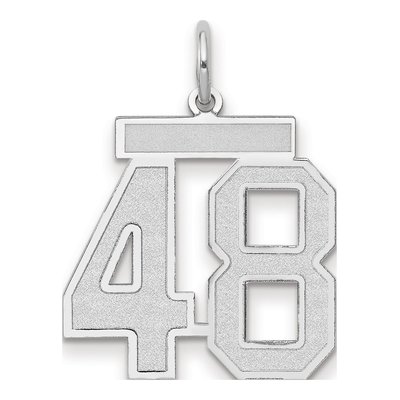 14K White Gold Number 48 Pendant