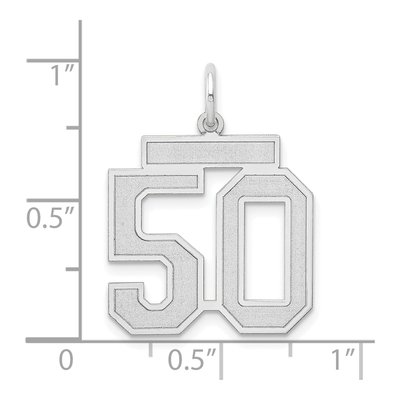 14K White Gold Number 50 Charm – view 3