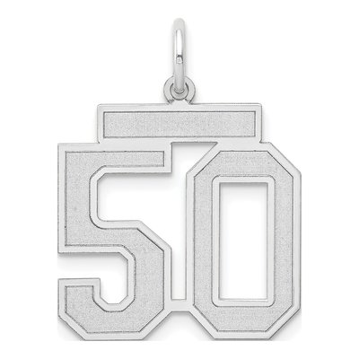14K White Gold Number 50 Charm