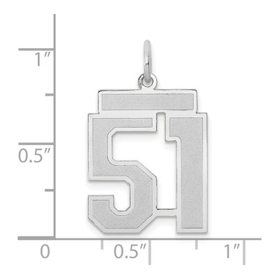 14K White Gold Number 51 Charm – view 3