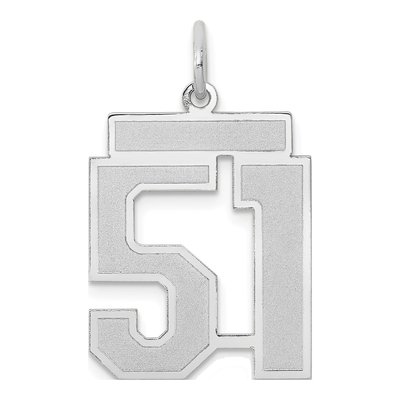 14K White Gold Number 51 Charm