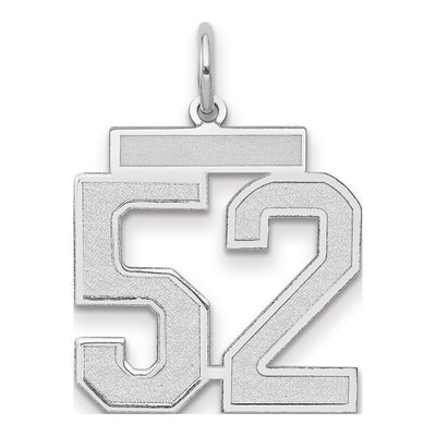 14K White Gold Number 52 Pendant