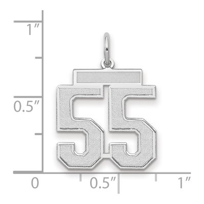 14K White Gold Number 55 Pendant – view 2