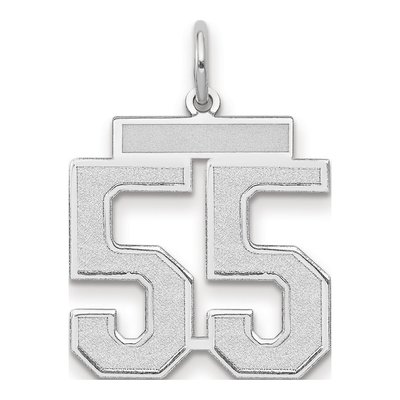 14K White Gold Number 55 Pendant