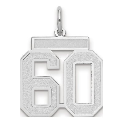 14K White Gold Number 60 Charm