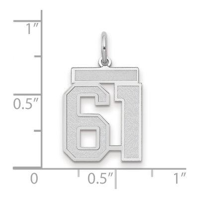14K White Gold Number 61 Pendant – view 2