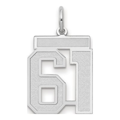 14K White Gold Number 61 Pendant