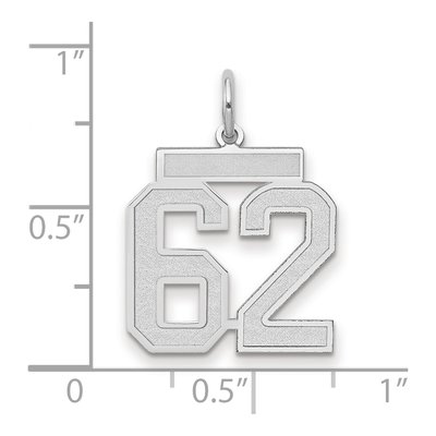 14K White Gold Number 62 Charm – view 2